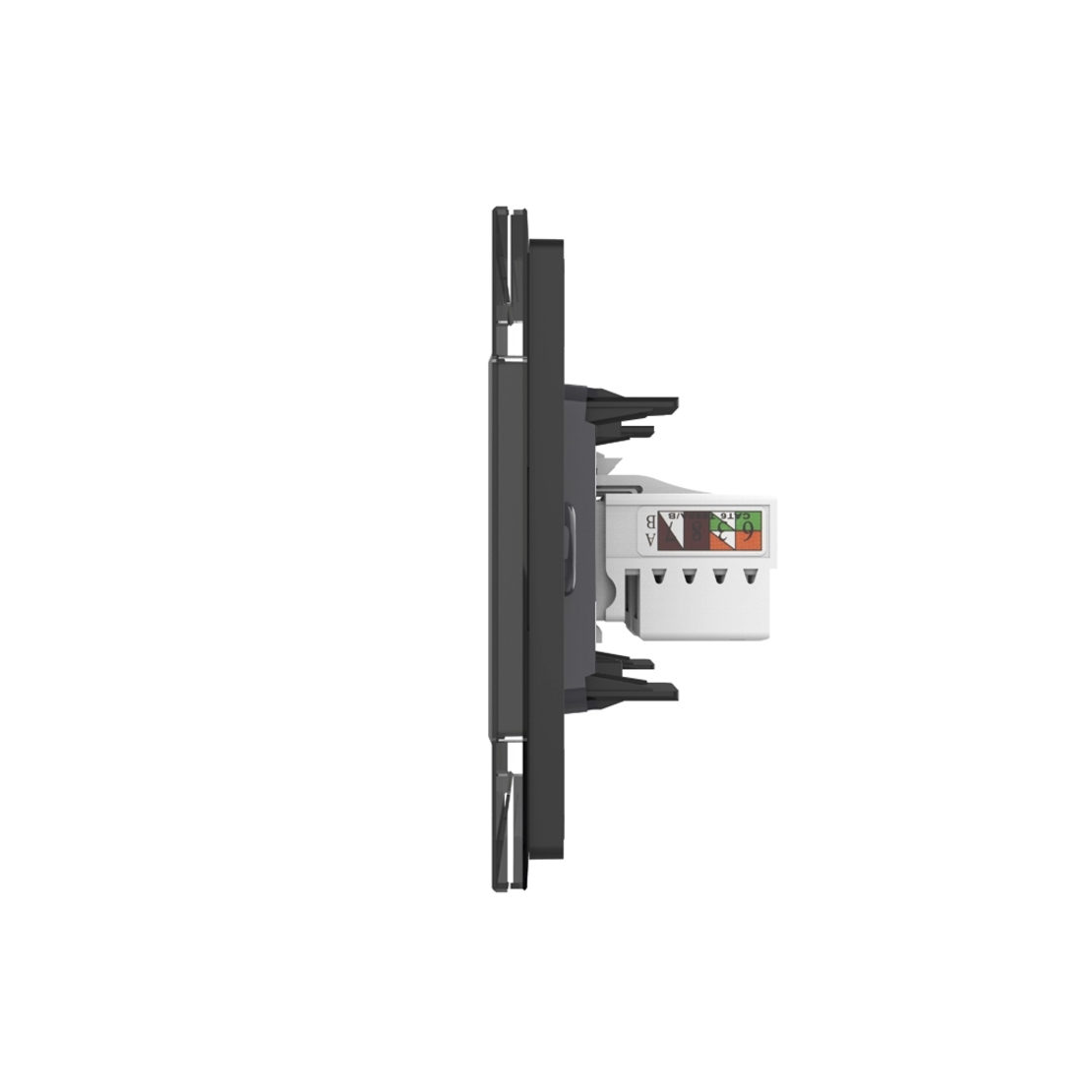 Priza internet Livolo cu rama din sticla - standard italian, negru