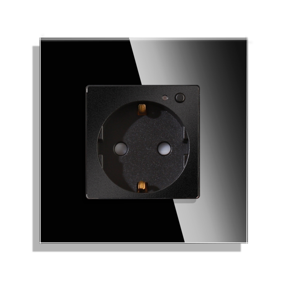 Priza Inteligenta cu Protocol Zigbee si Monitorizare Consum cu Rama Din Sticla LUXION, negru