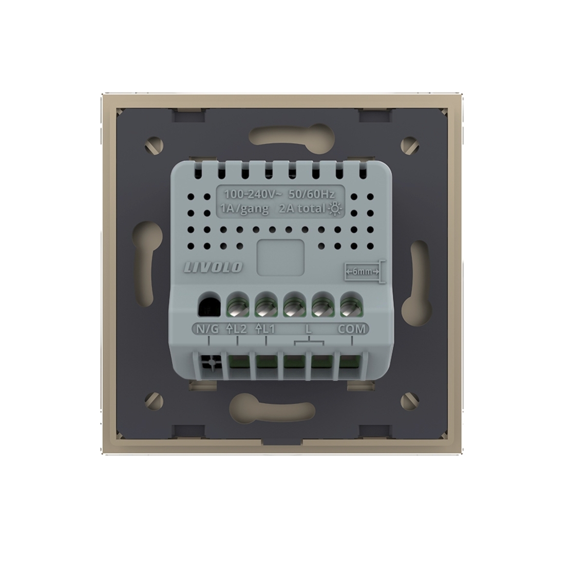 Intrerupator Dublu Cap Scara / Cruce cu Variator si Touch LIVOLO - Serie Noua, auriu