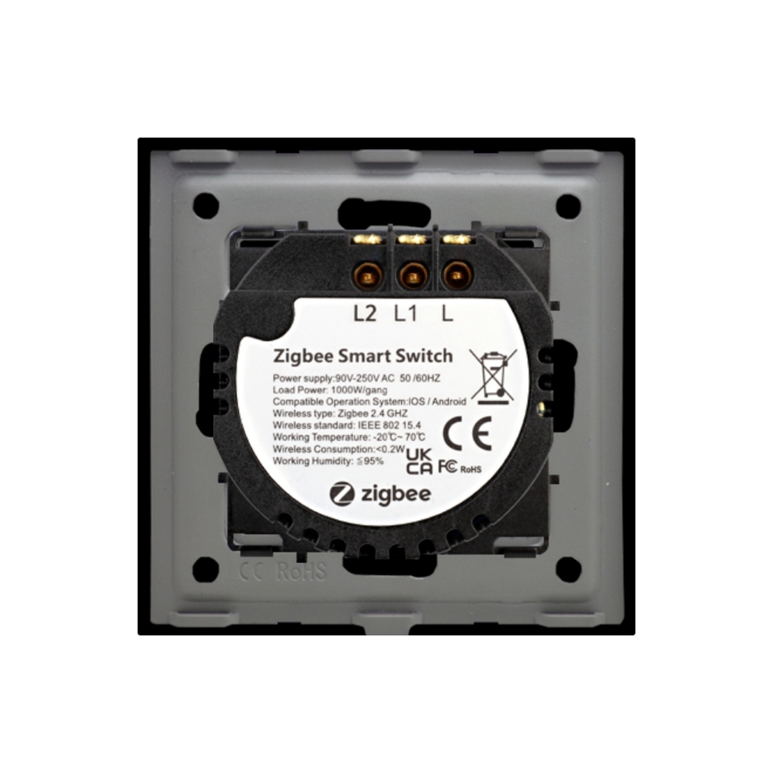 Intrerupator Dublu cu Touch din Sticla LUXION, protocol ZigBee, negru