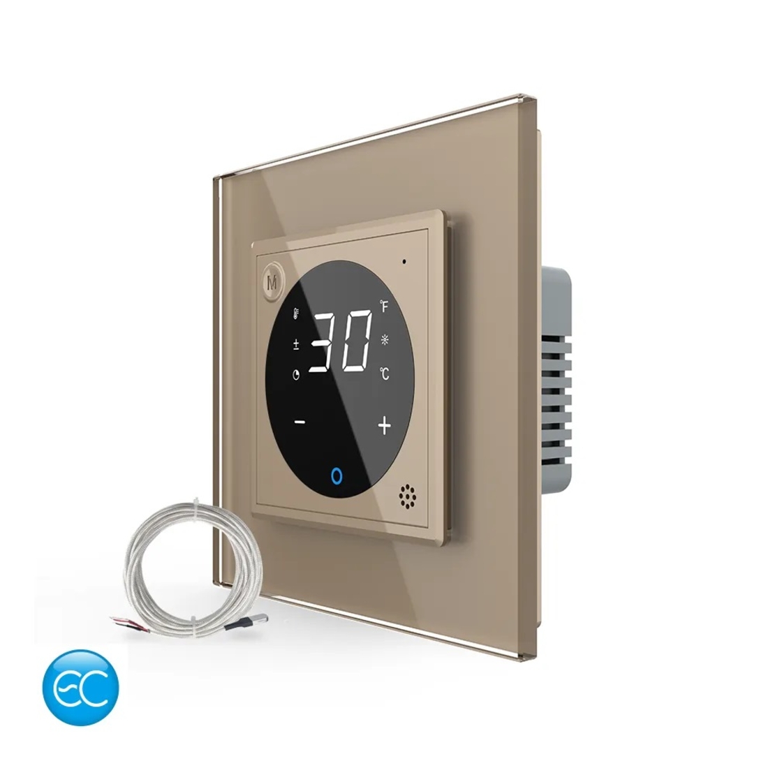 Termostat LIVOLO pentru sisteme de incalzire electrice, protocol ZigBee EC, auriu