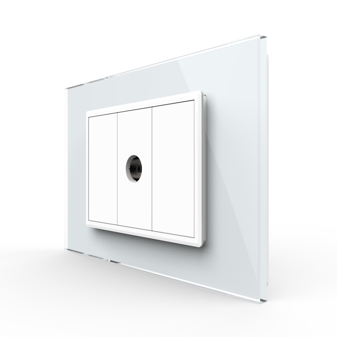 Priza Simpla TV Livolo cu Rama din Sticla - Serie Noua, alb