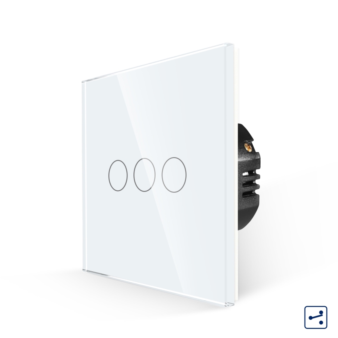 Intrerupator Triplu Cap Scara cu Touch din Sticla LUXION, Serie A, alb