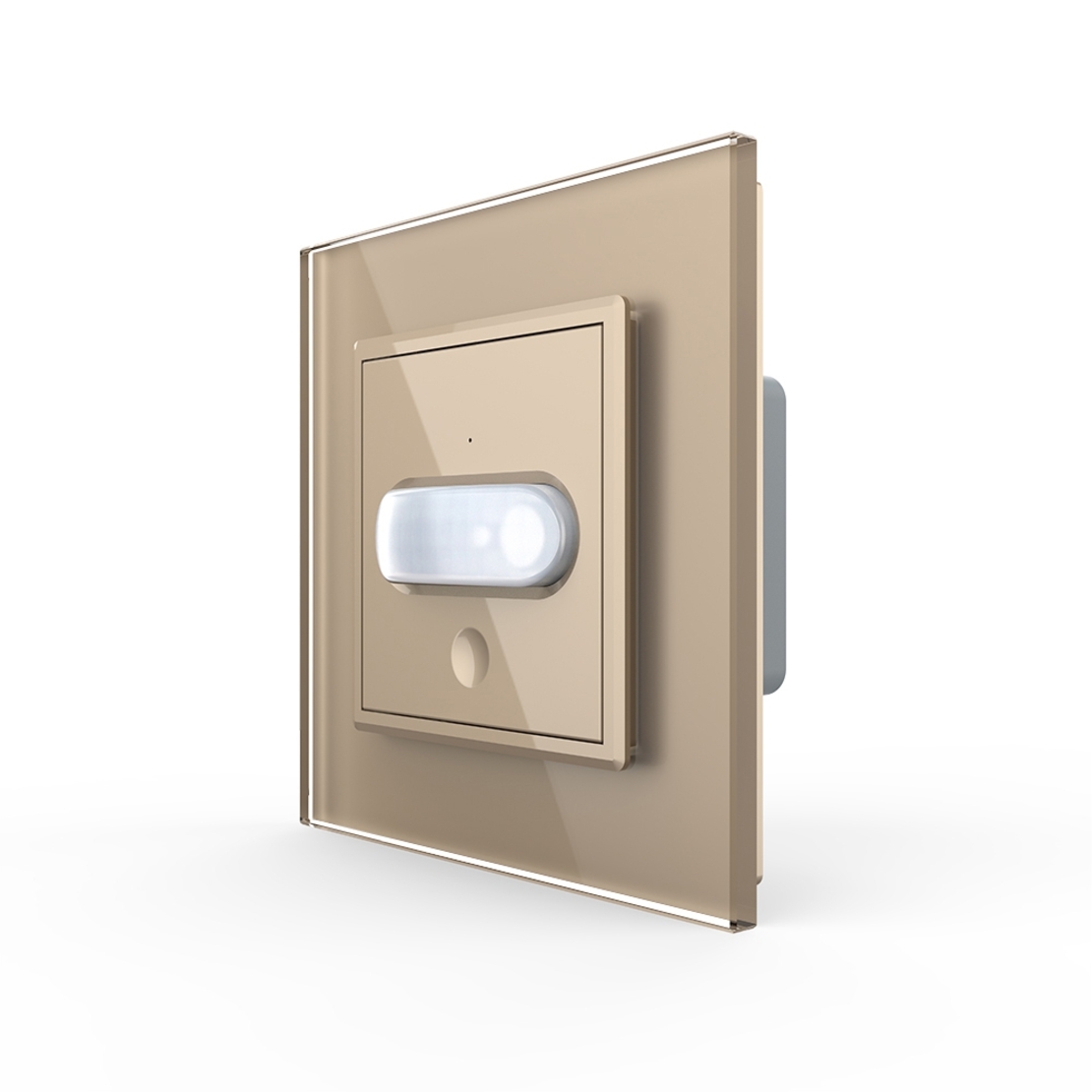 Intrerupator senzor de miscare PIR Livolo cu rama din sticla, auriu