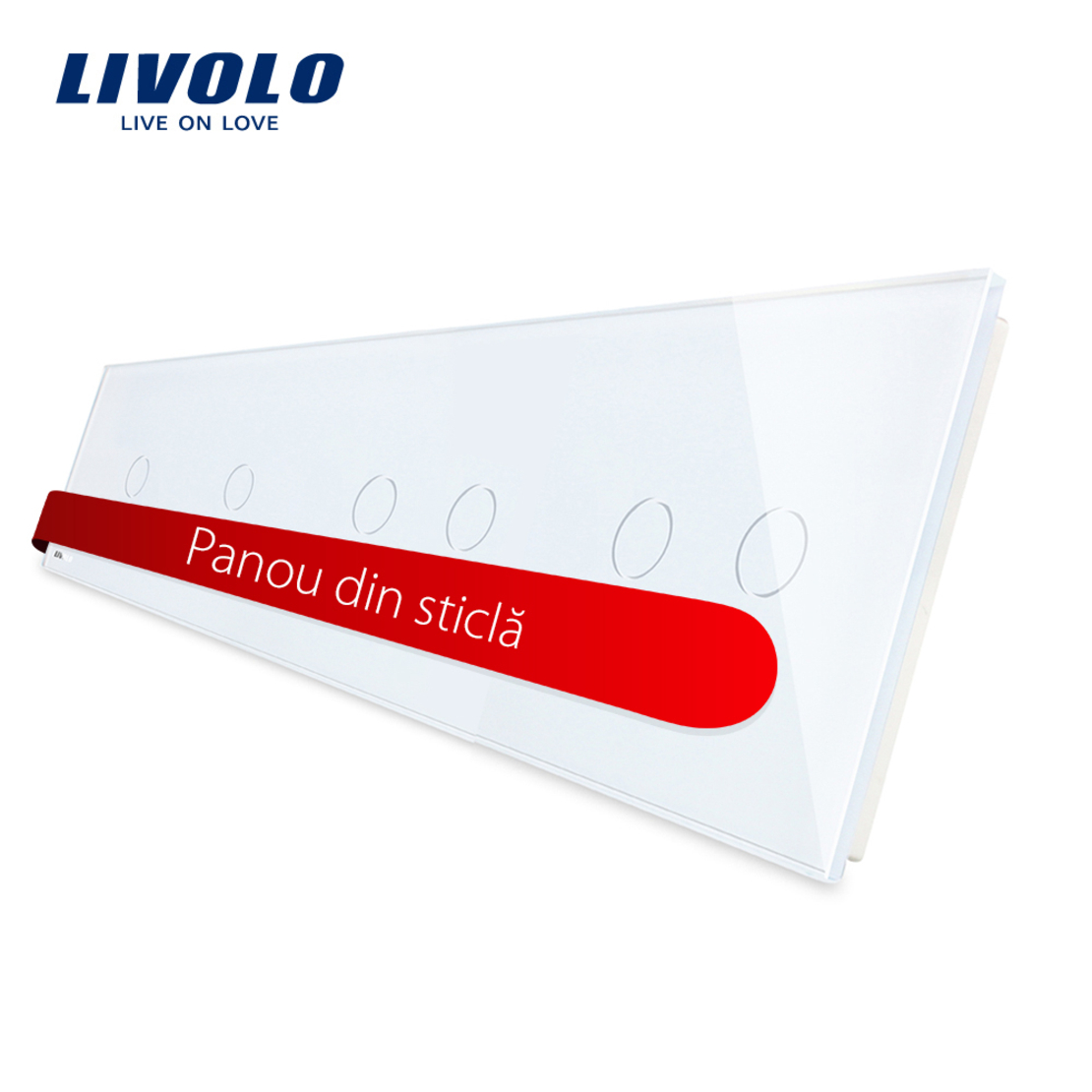 Panou intrerupator simplu+simplu+dublu+dublu cu touch LIVOLO din sticla, alb