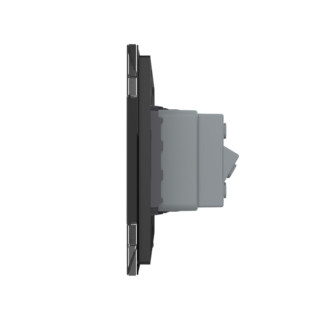 Priza dubla module inguste Livolo cu rama din sticla - standard german, negru