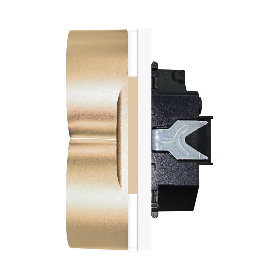 Priza Dubla LUXION cu Rama din Sticla Pentru Doza Simpla, auriu