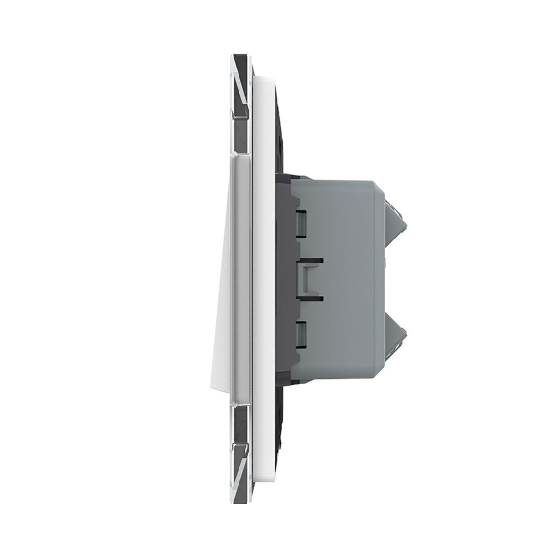 Intrerupator Simplu Mecanic Cap Cruce, 2 Module LIVOLO cu Rama din Sticla - Serie Noua, alb