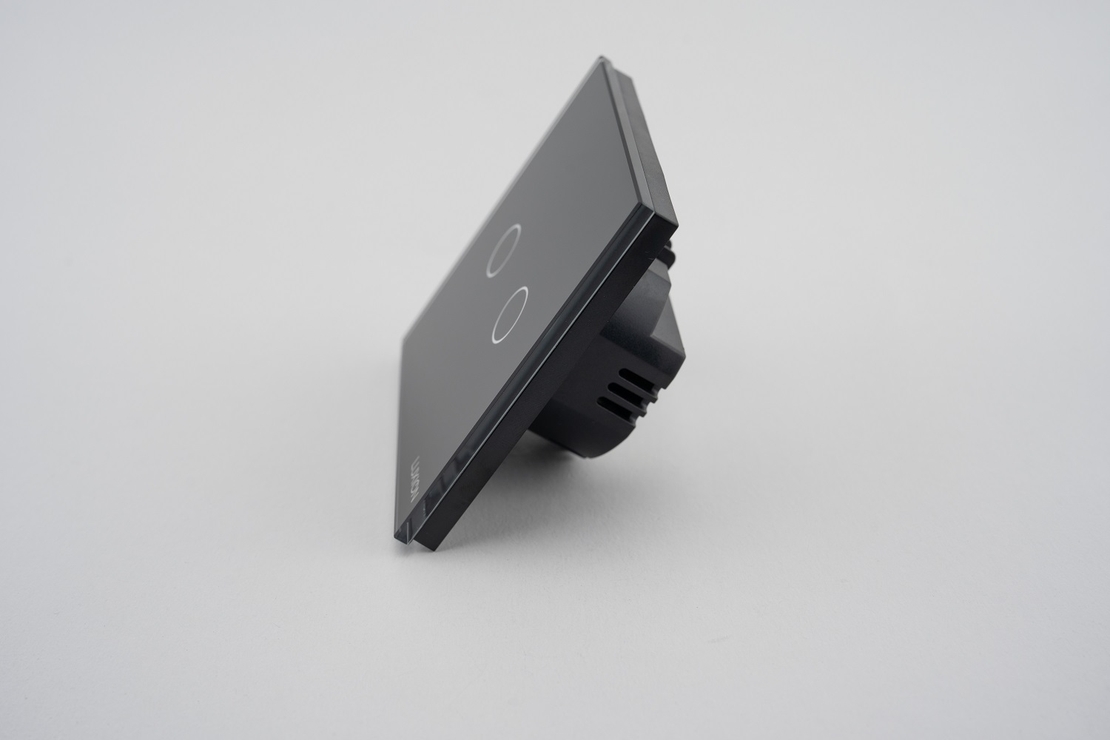 Intrerupator Dublu cu Touch din Sticla LUXION, negru