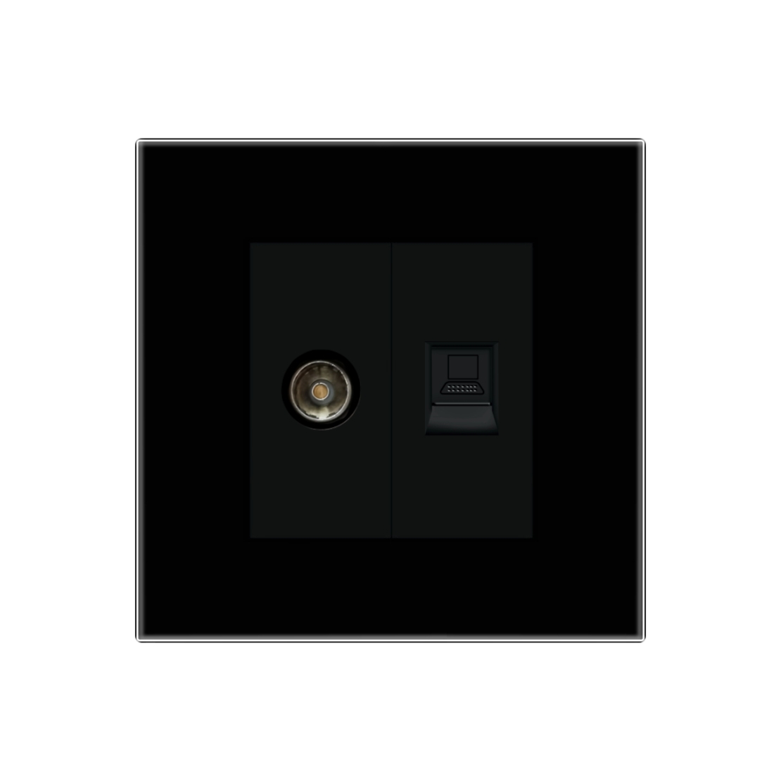 Priza TV + Internet cu Rama din Sticla LUXION, negru
