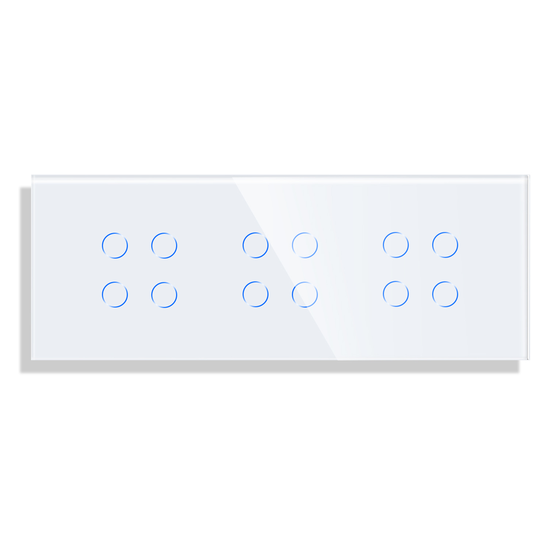 Panou 3 Intrerupatoare Cvadruple cu Touch din Sticla LUXION, alb