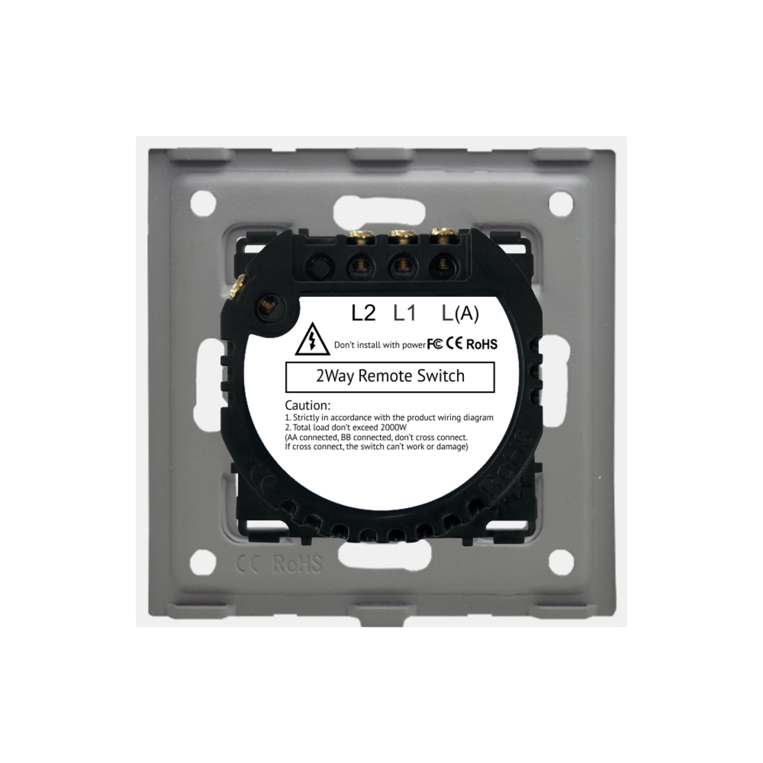 Intrerupator Dublu Cap Scara / Cruce cu Touch din Sticla si Rama de Aluminiu LUXION, RF433, alb