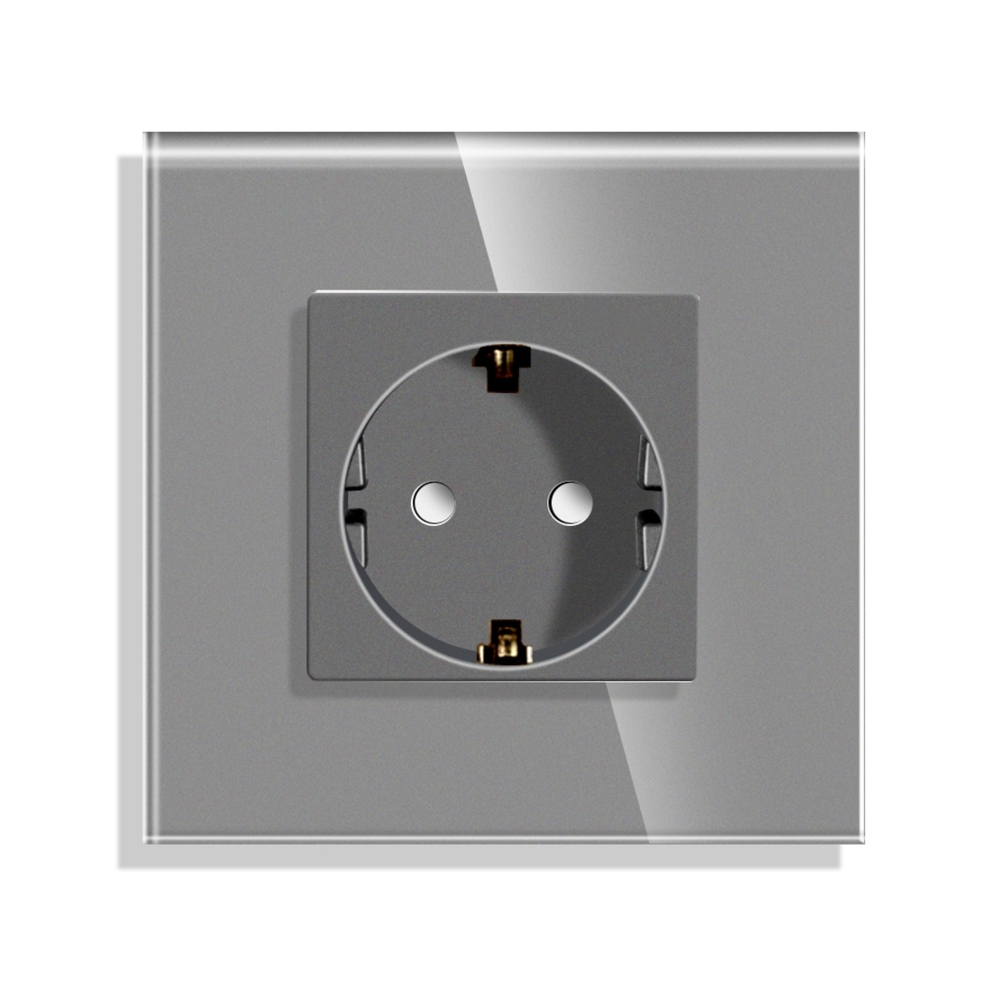 Priza Simpla LUXION cu Rama din Sticla, gri