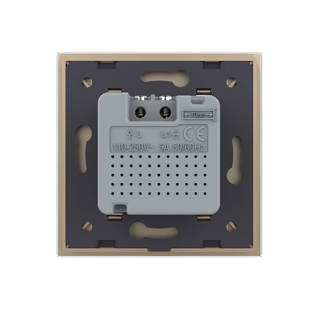 Intrerupator senzor de miscare PIR Livolo cu rama din sticla, auriu