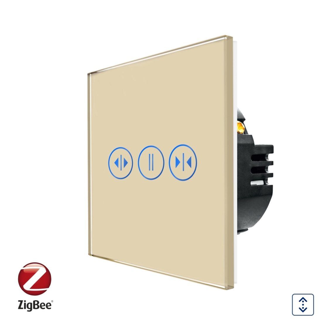 Intrerupator Rulouri cu Touch din Sticla LUXION, Protocol Zigbee Tuya, auriu