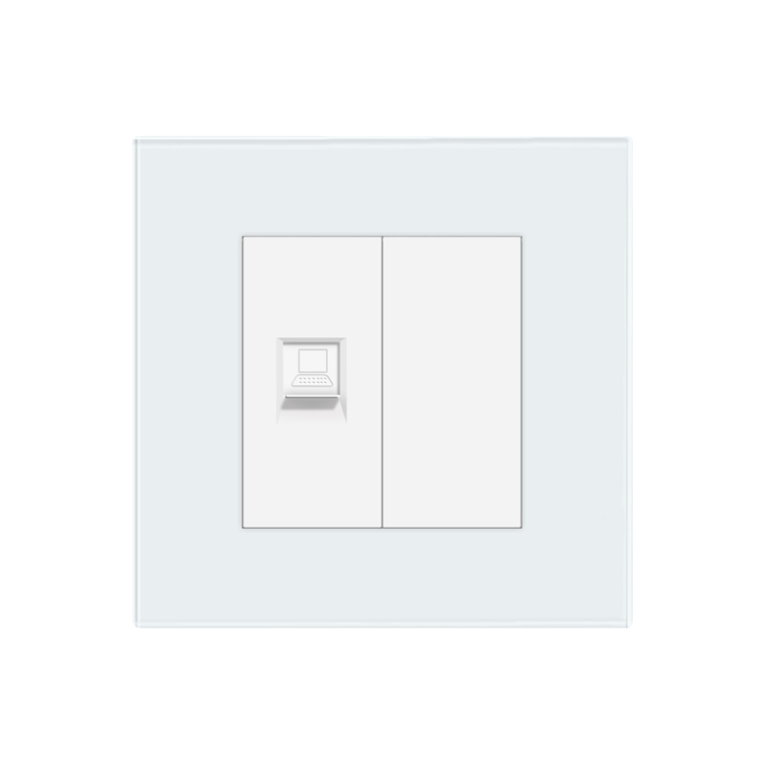 Priza Internet cu Rama din Sticla LUXION, alb