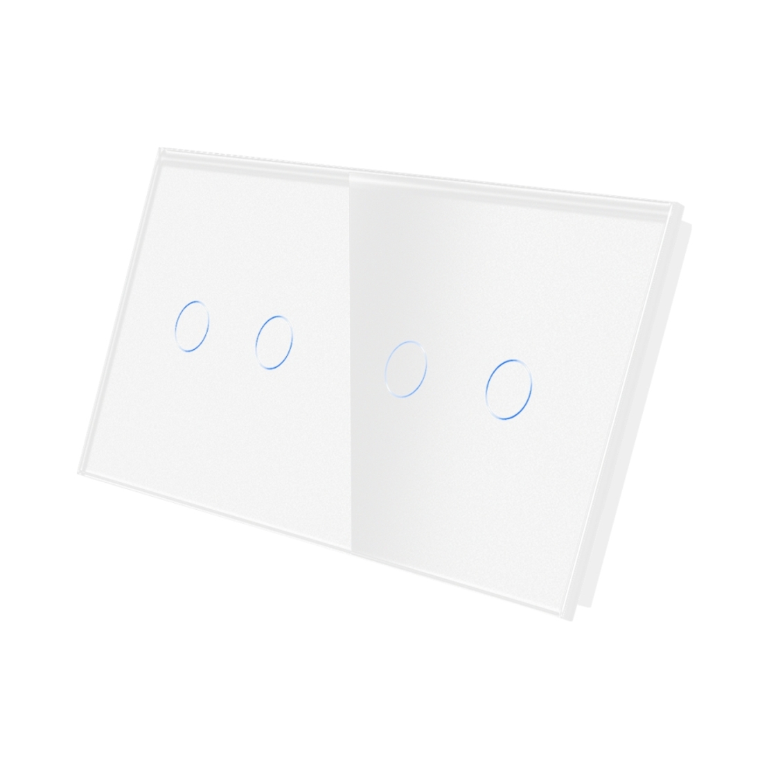 Panou Intrerupator Dublu + Dublu cu Touch Din Sticla LUXION, alb