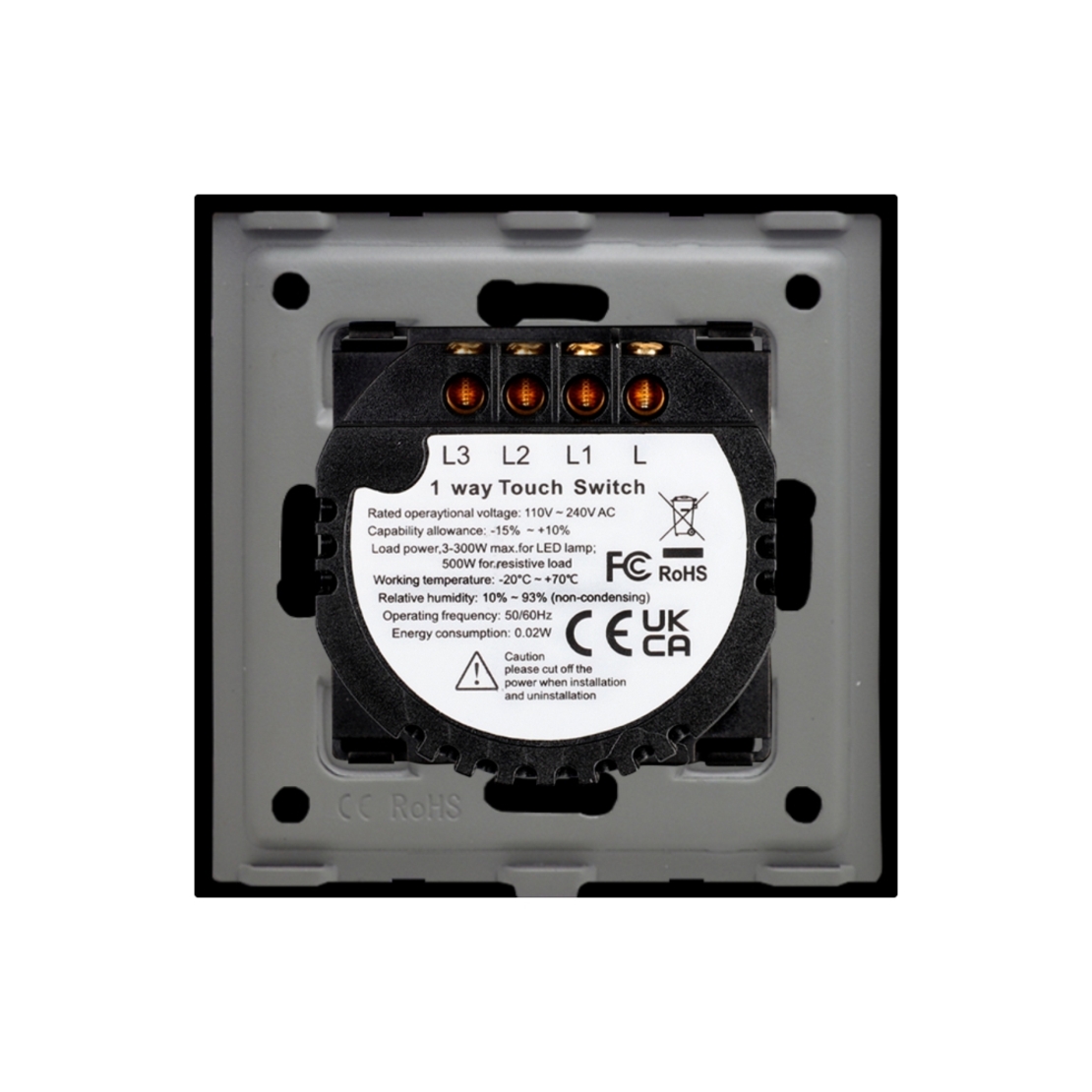 Intrerupator Triplu cu Touch din Sticla LUXION, 500W, negru