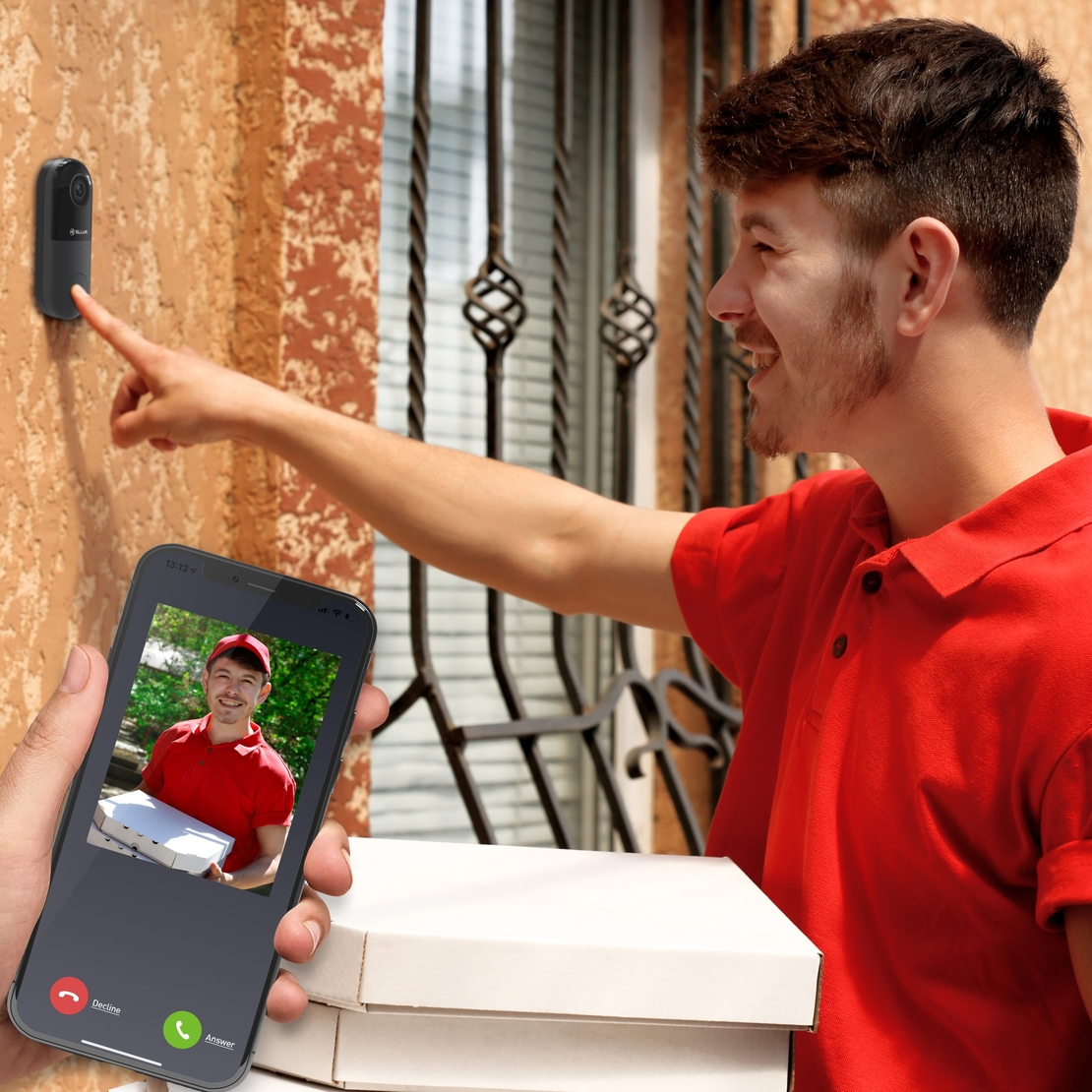 Videointerfon Tellur, Rezolutie 1080P, Infrarosu 130°, Wi-Fi, Slot microSD