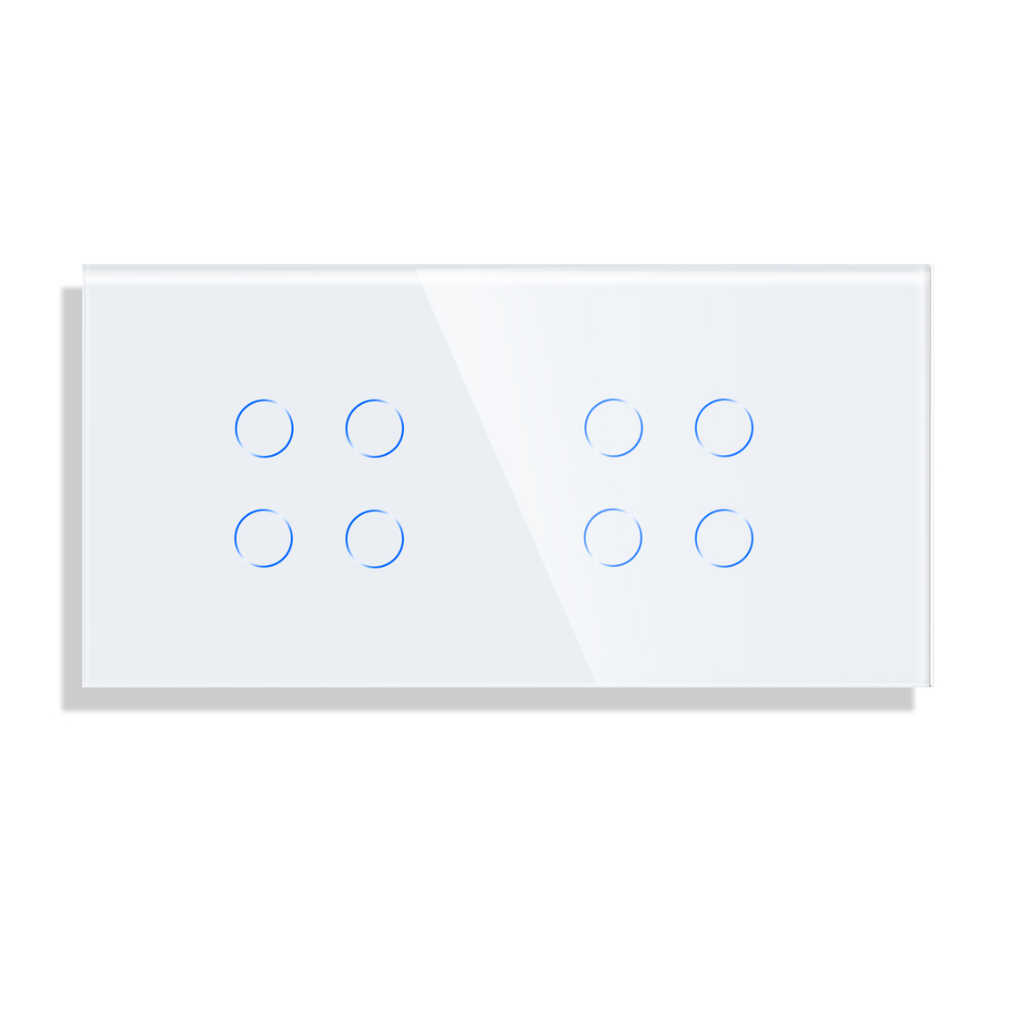 Panou Intrerupator Cvadruplu + Cvadruplu cu Touch din Sticla LUXION, alb