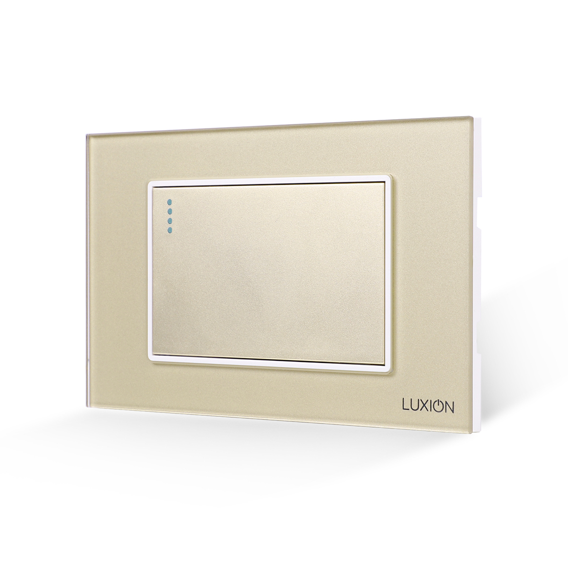 Intrerupator Simplu Mecanic LUXION cu Rama din Sticla, Standard Italian, 3M, auriu