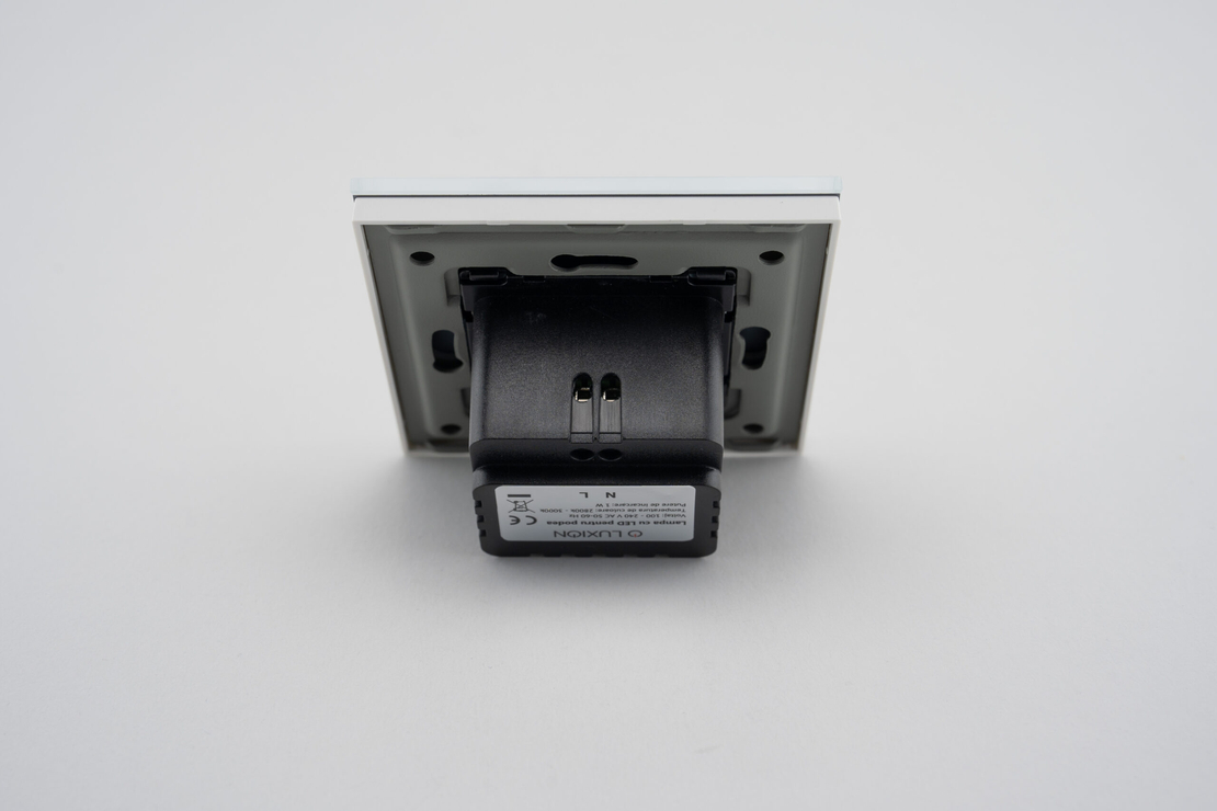 Lampa de Veghe LED cu Lumina Alb - Neutra LUXION cu Rama de Sticla, alb