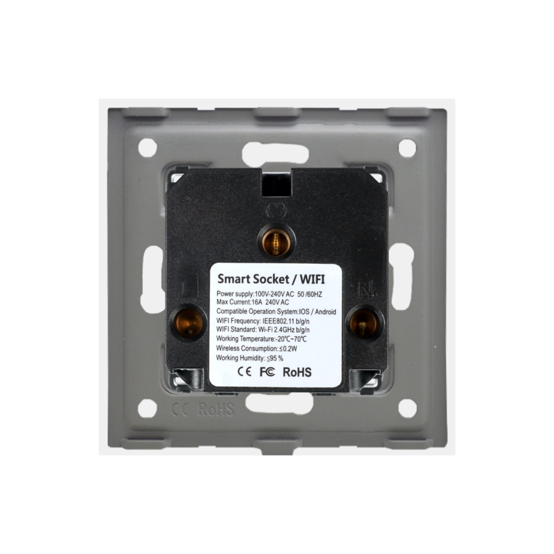 Priza Simpla Wi-Fi cu Monitorizare Consum, cu Rama din Sticla LUXION, alb