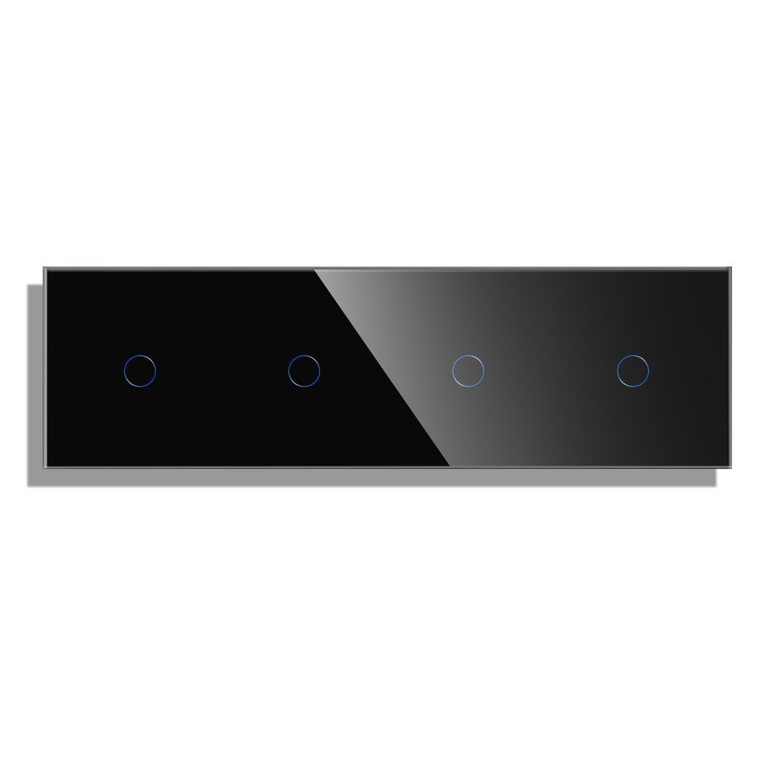 Panou 4 Intrerupatoare Simple cu Touch din Sticla LUXION, negru
