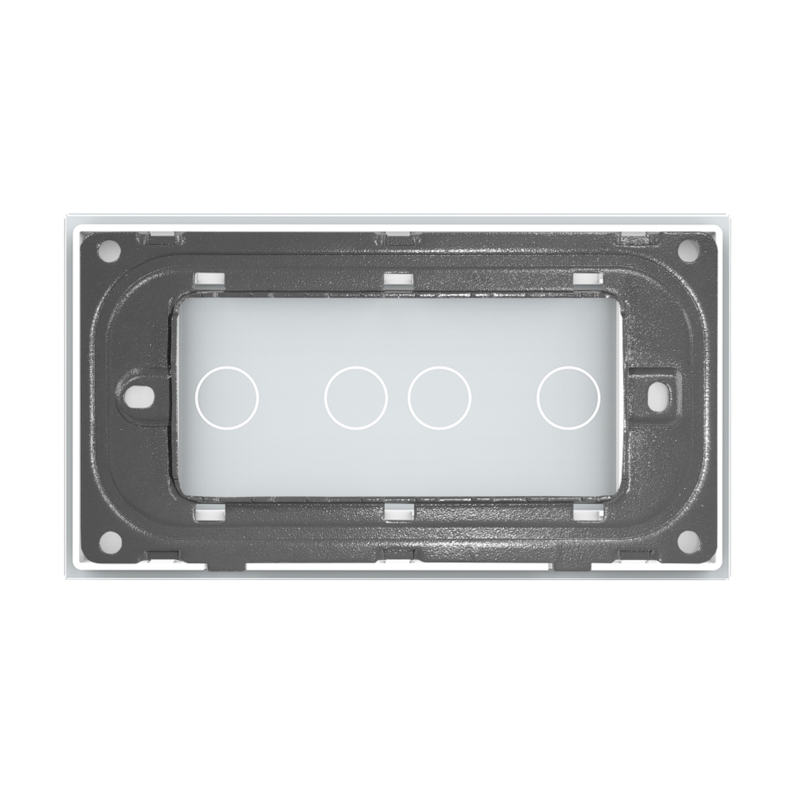 Panou Intrerupator Dublu + Dublu cu Touch LIVOLO din Sticla, Standard Italian - 4M, alb