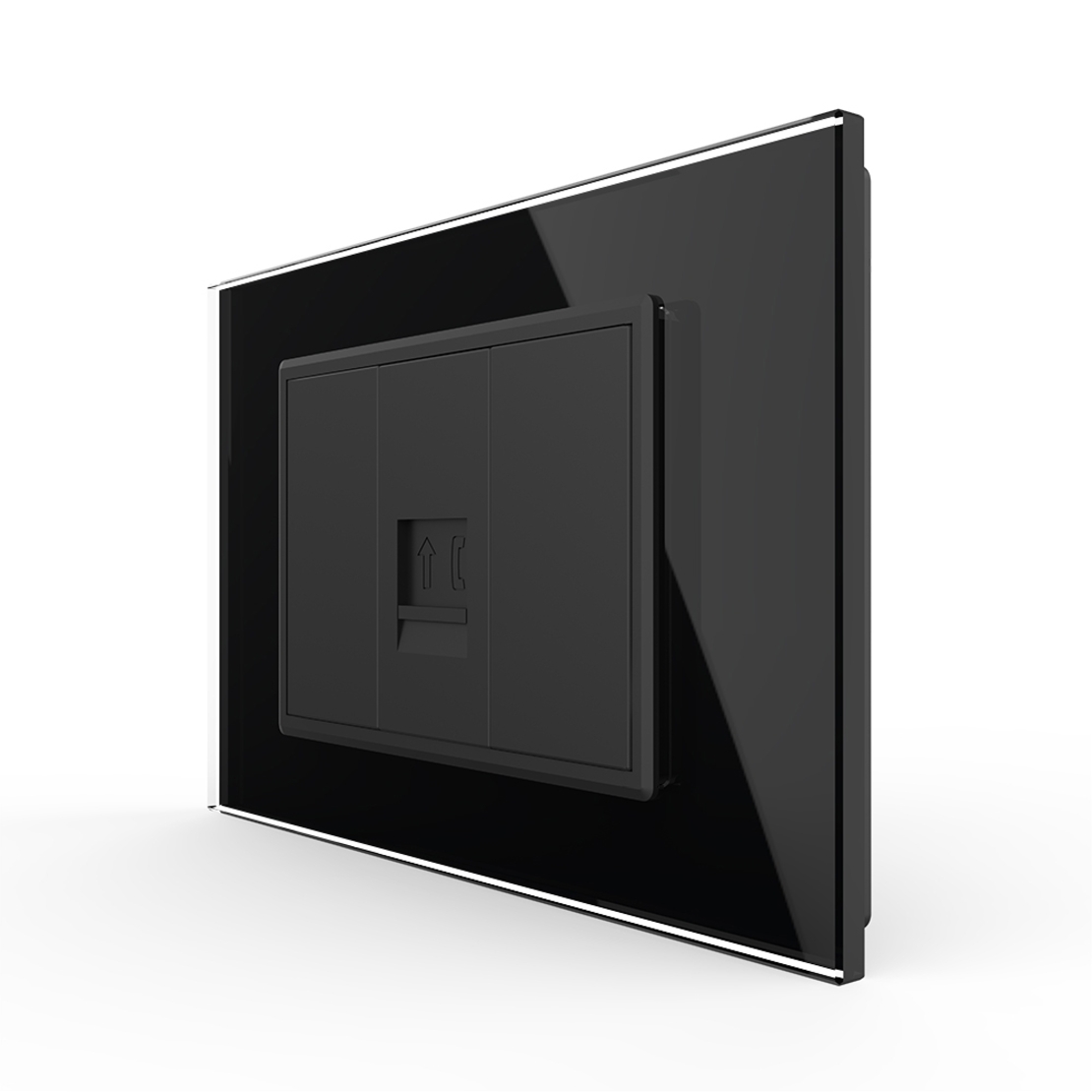 Priza Telefon LIVOLO cu Rama din Sticla, negru