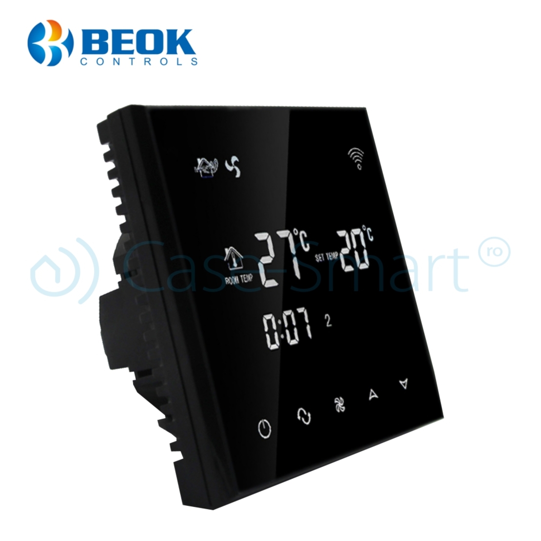 Termostat cu fir pentru aer conditionat BeOk TGT70WIFI-AC2, Aplicatia mobila Smart Life, Compatibil cu sisteme HVAC