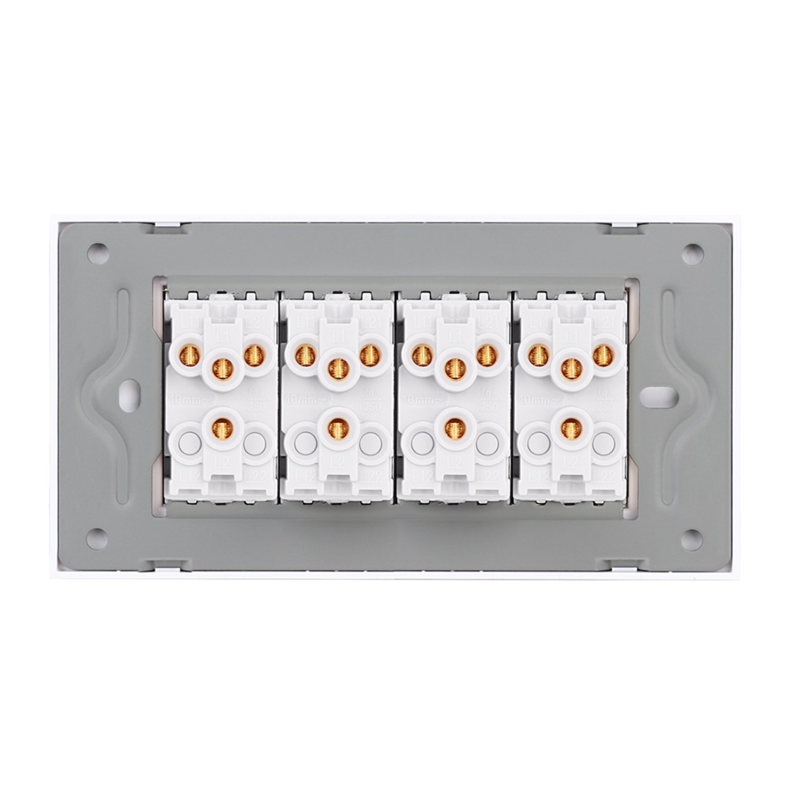 Intrerupator Mecanic 8 Posturi LUXION cu Rama din Sticla, Standard Italian, 4M, alb