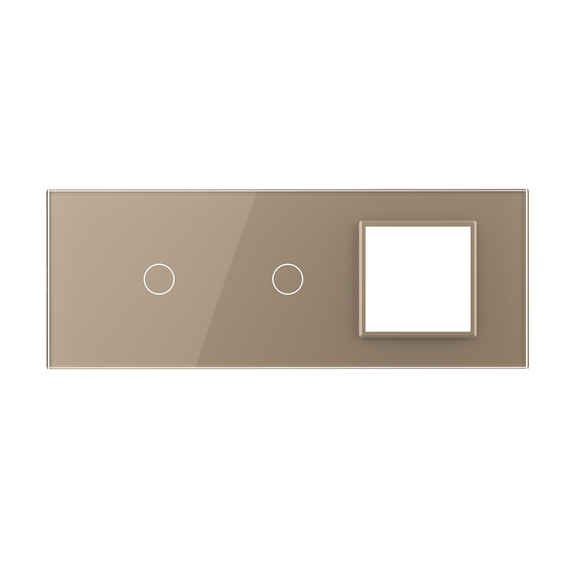 Panou Intrerupator Simplu + Simplu cu Priza LIVOLO din Sticla, Standard Italian - 6/7M, auriu