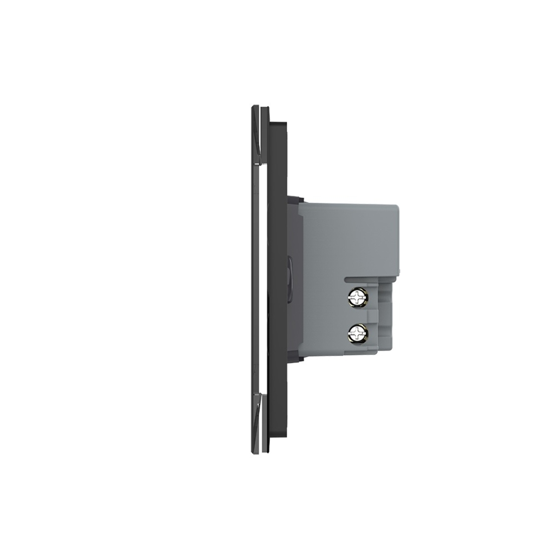 Intrerupator cvadruplu cap scara / cruce cu touch Livolo din sticla, standard Italian - Serie noua, negru