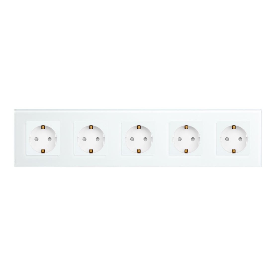 Priza Cvintupla LUXION cu rama din sticla, alb