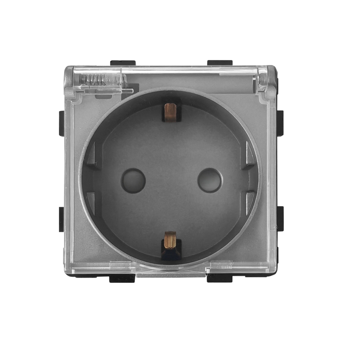 Modul Priza Simpla cu Capac Fara Rama Din Sticla LUXION, gri