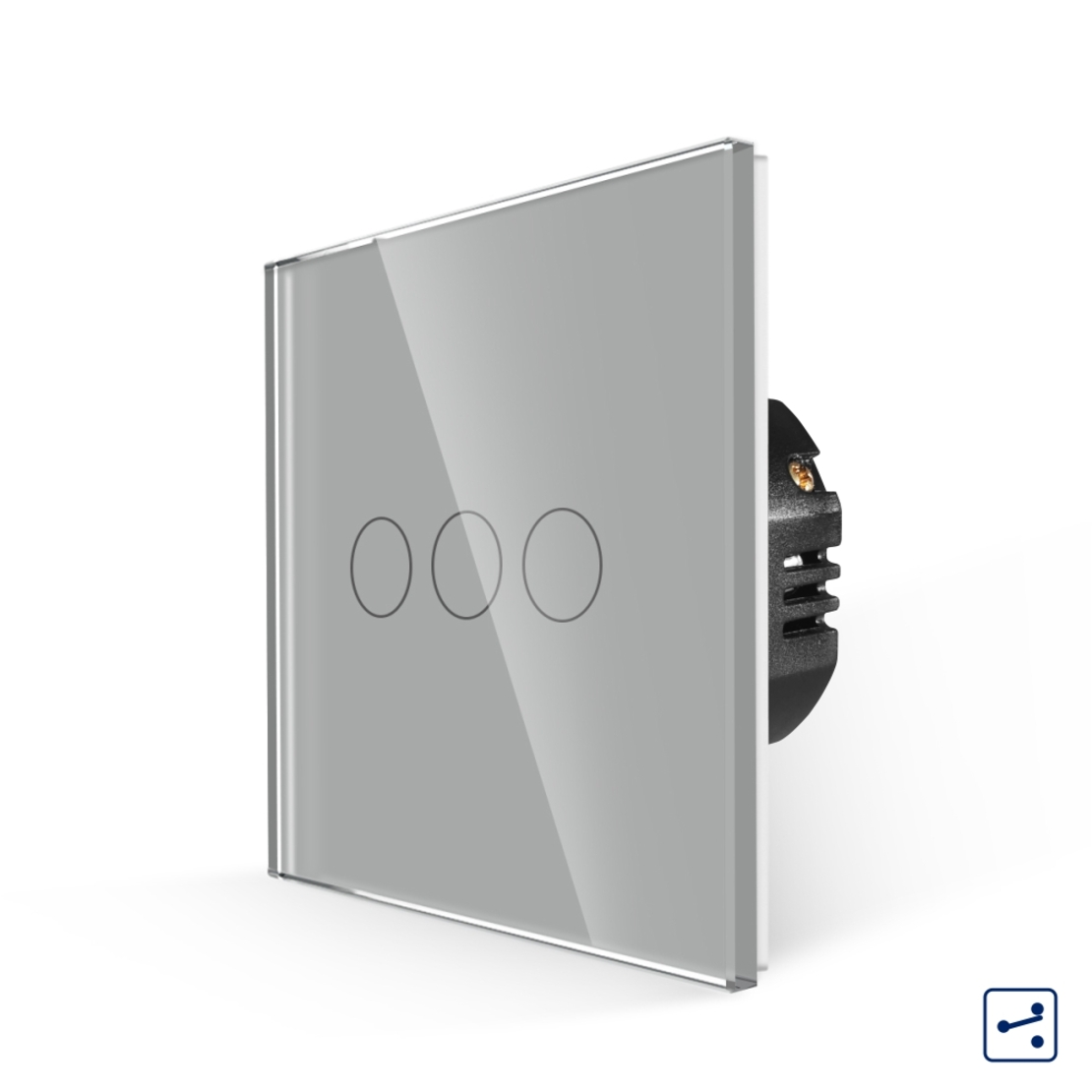 Intrerupator Triplu Cap Scara cu Touch din Sticla LUXION, Serie A, gri