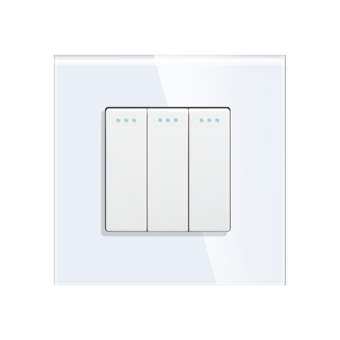Intrerupator Triplu Mecanic LUXION cu Rama din Sticla, alb