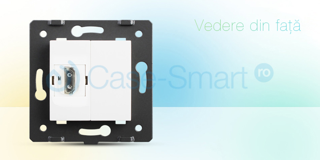 Priza simpla HDMI Livolo cu rama din sticla, auriu