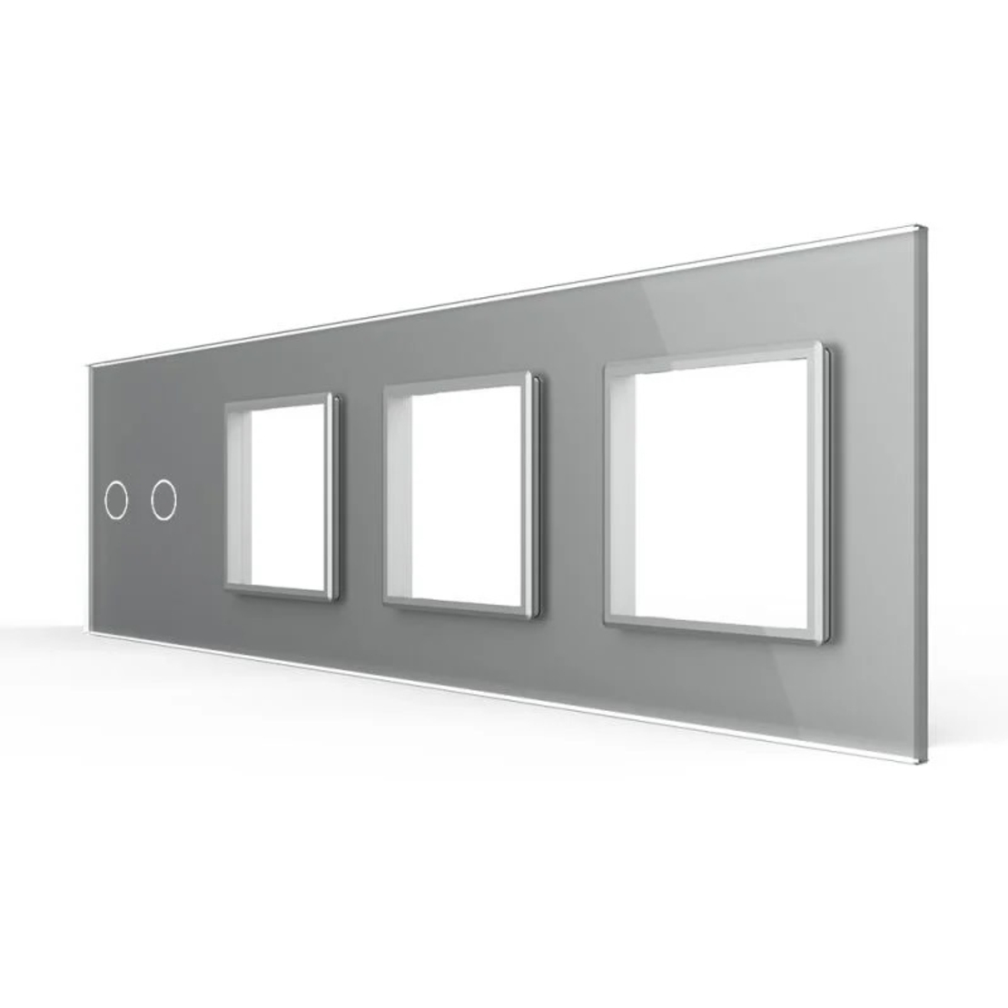Panou Intrerupator Dublu + 3 Prize LIVOLO din Sticla, Standard German, gri