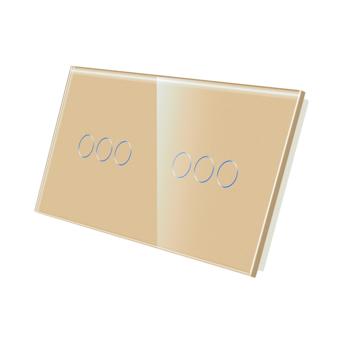Panou Intrerupator Triplu + Triplu cu Touch Din Sticla LUXION, auriu