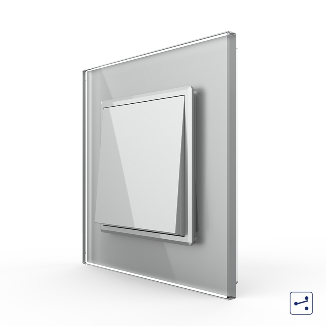 Intrerupator Simplu Mecanic si Cap Scara , 2 Module LIVOLO cu Rama din Sticla - Serie Noua, gri