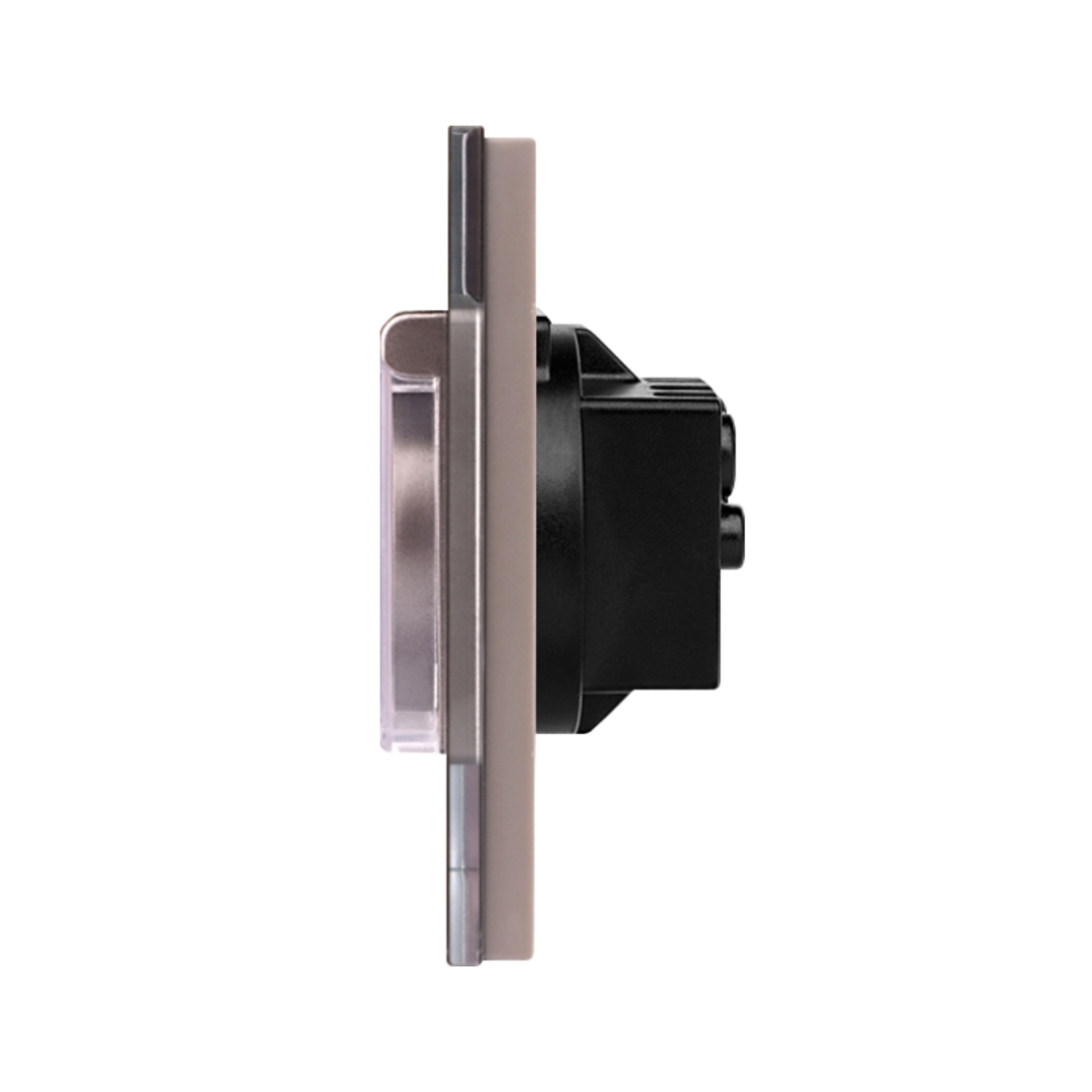 Priza Simpla cu Capac de Protectie cu Rama din Sticla LUXION, gri