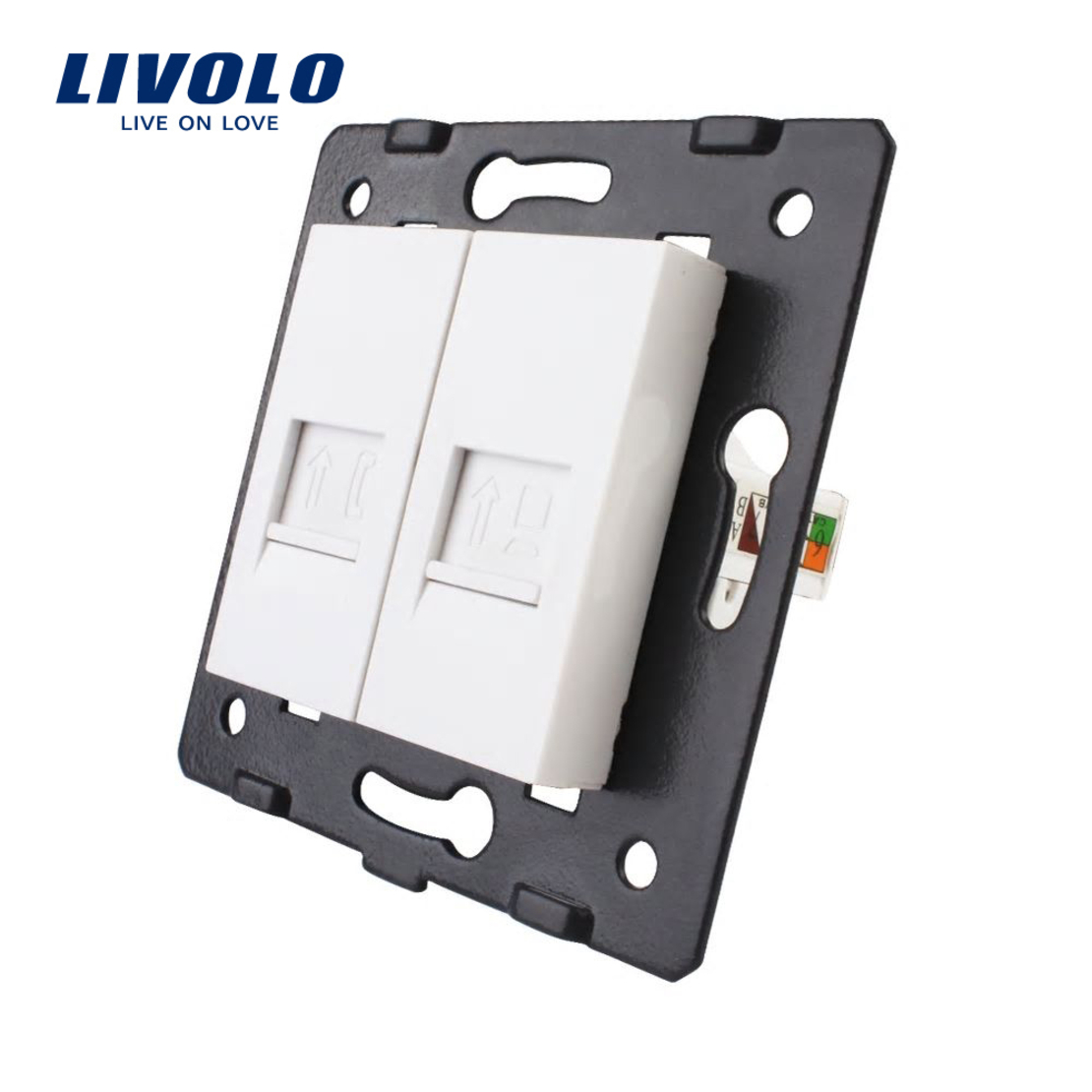 Priza dubla telefon + internet Livolo, alb