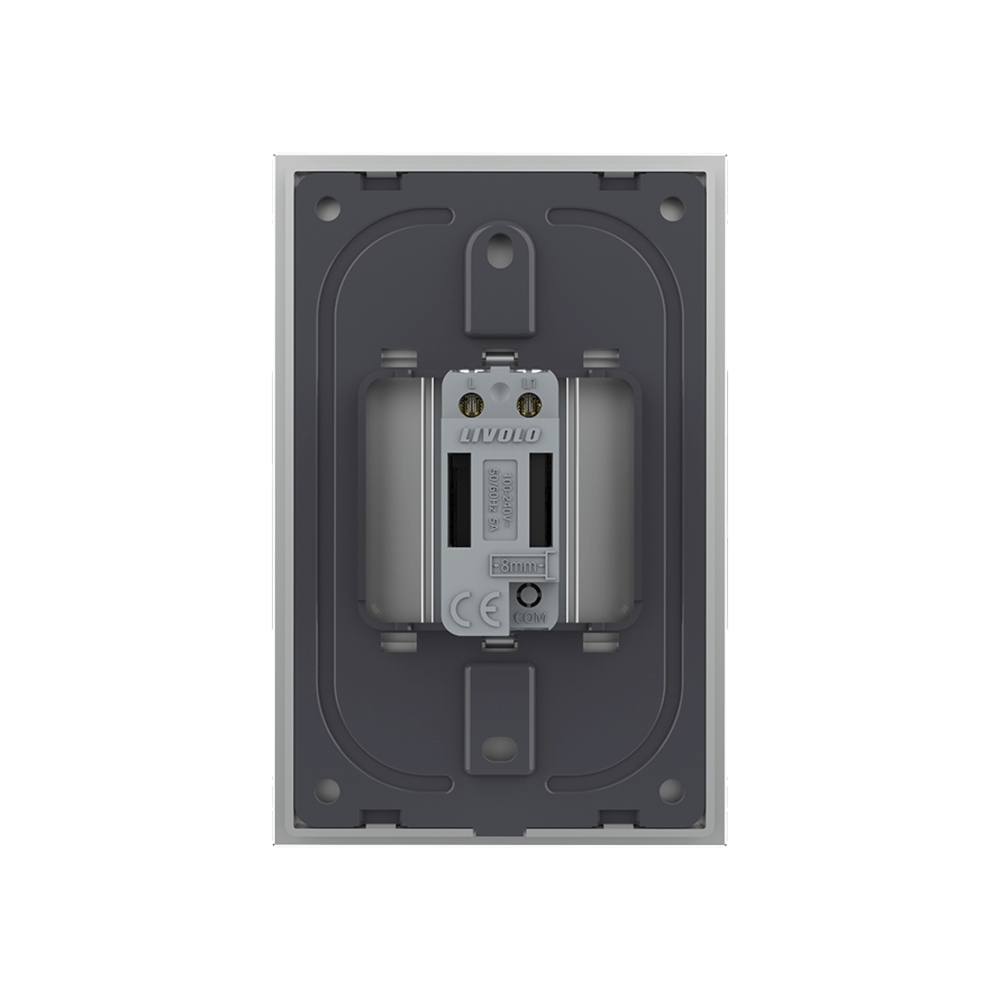 Intrerupator Simplu cu Touch Livolo cu Rama Din Sticla 1M, Zigbee EC, gri