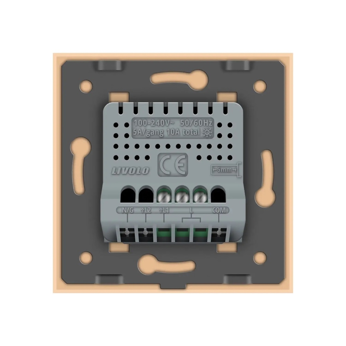 Intrerupator Simplu cu Variator si Touch LIVOLO din Sticla - Protocol ZigBee EC, auriu