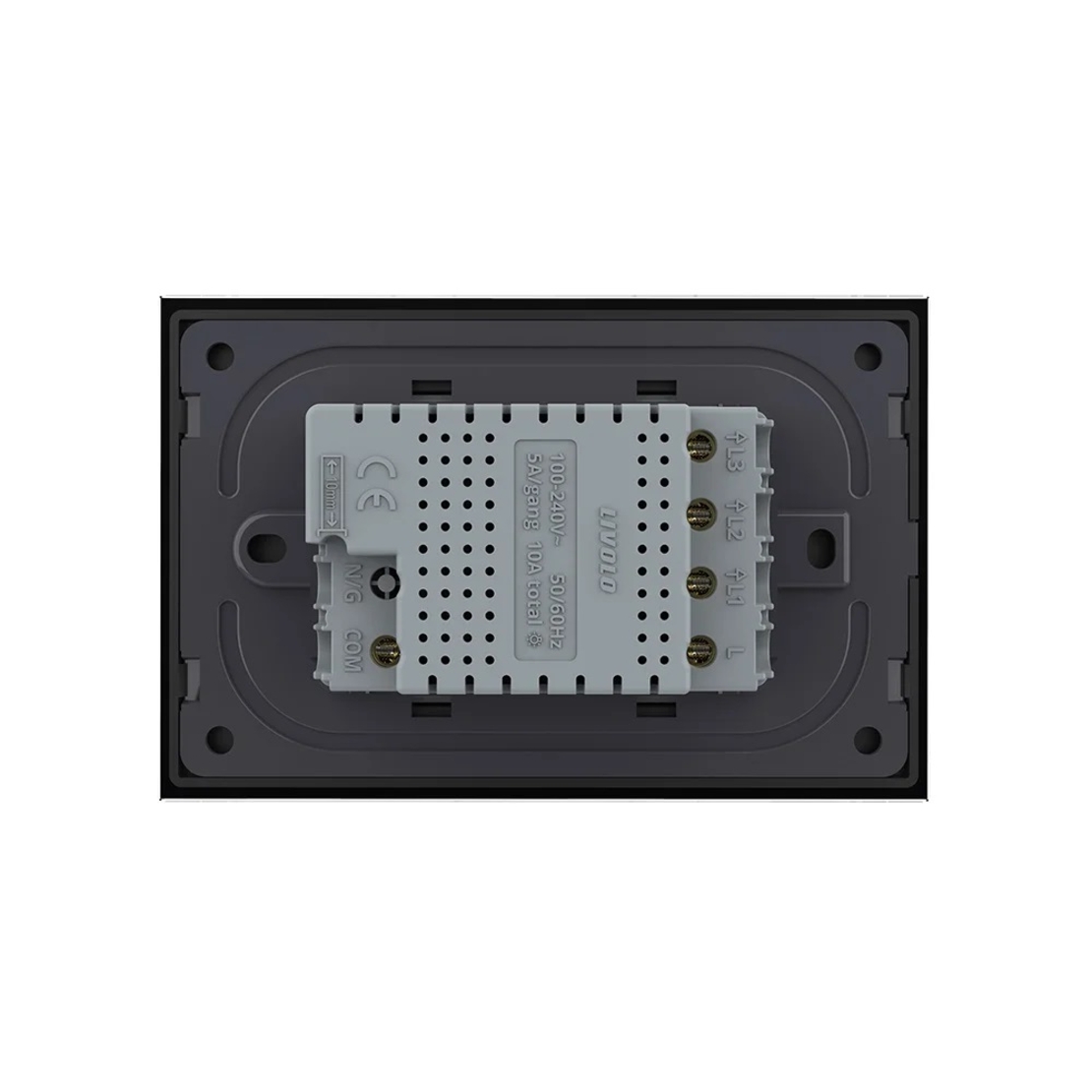 Intrerupator Triplu Cap Scara / Cruce cu Touch LIVOLO din Sticla, Standard Italian - protocol ZigBee EC, negru
