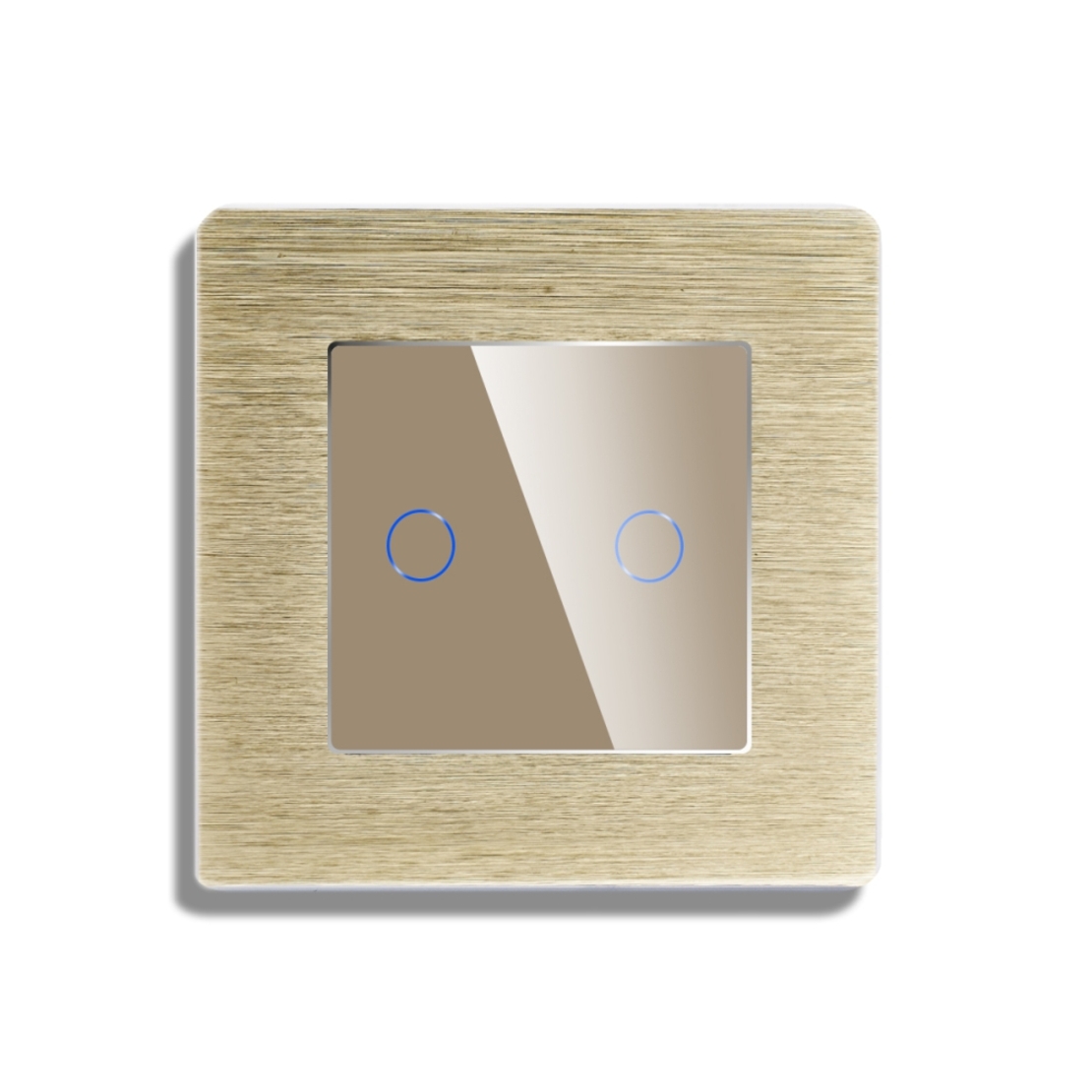 Intrerupator Dublu cu Variator si Touch din Sticla si Rama de Aluminiu LUXION, auriu