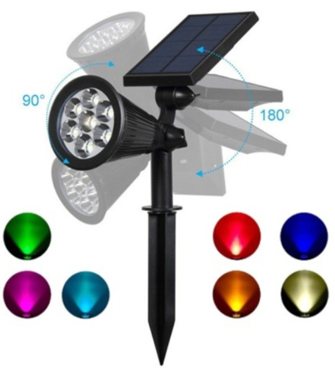 Spot led RGBW de gradina cu panou solar 5.5V/1.5W BAT 1.2 Ah