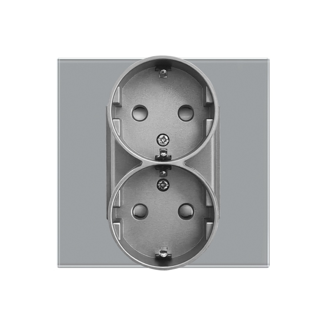 Priza Dubla LUXION cu Rama din Sticla Pentru Doza Simpla, gri